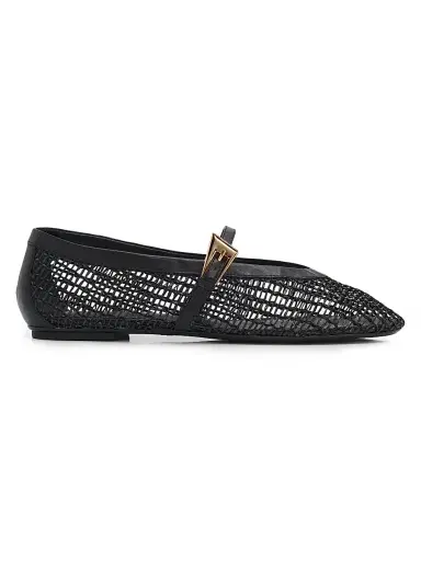 Schutz Women's Sylvie Woven Leather Ballerina Flats - Black | Thumbnail 1