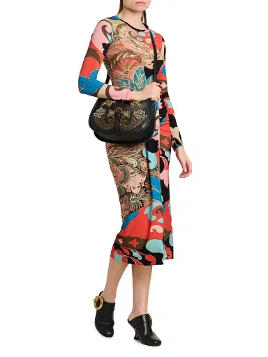 Etro Women's Medium Pony Studded Leather Shoulder Bag - Black | Thumbnail 3