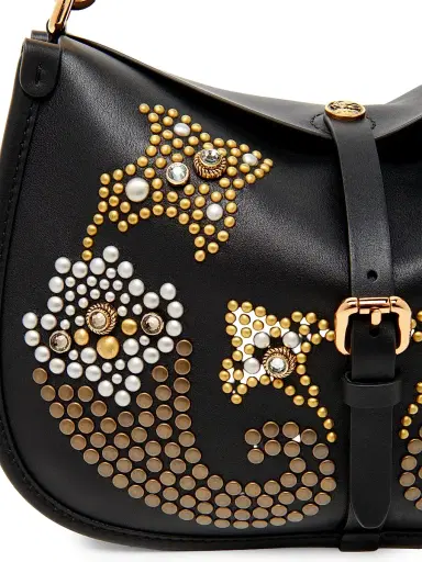 Etro Women's Medium Pony Studded Leather Shoulder Bag - Black | Thumbnail 5