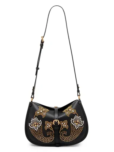 Etro Women's Medium Pony Studded Leather Shoulder Bag - Black | Thumbnail 7