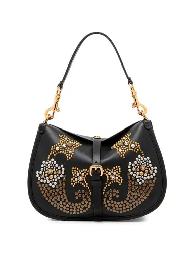 Etro Women's Medium Pony Studded Leather Shoulder Bag - Black | Thumbnail 1