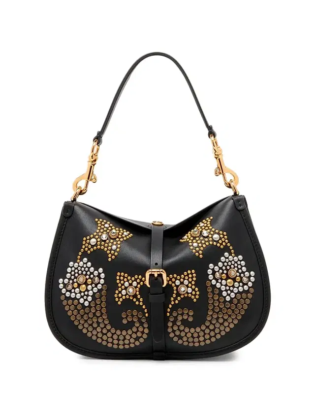 Etro Women's  Pony Studded Leather Shoulder Bag - Black