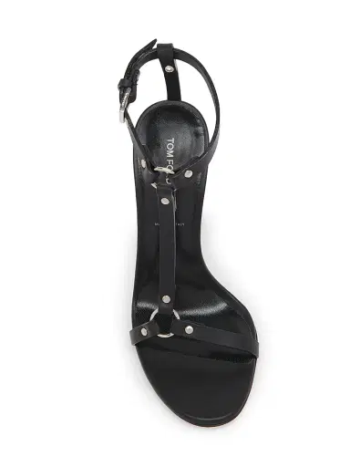 Tom Ford Women's 105MM Leather T-Strap Sandals - Black - Size 11.5 | Thumbnail 4 Tom Ford Women's 105MM Leather T-Strap Sandals - Black - Size 11.5 | Thumbnail 4