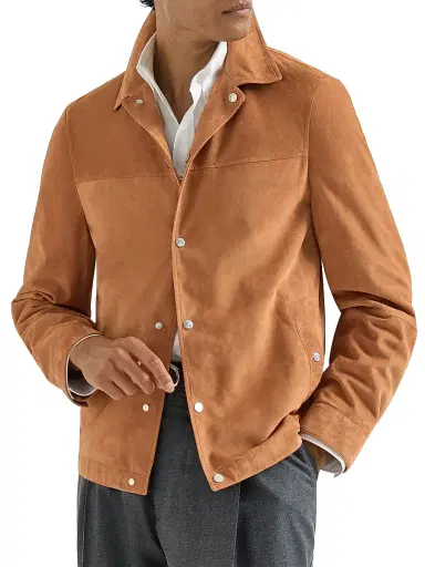 Brunello Cucinelli Men's Suede Outerwear Jacket - Cognac - Size XXXL | Thumbnail 2