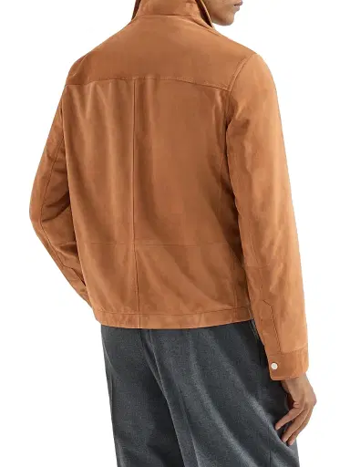 Brunello Cucinelli Men's Suede Outerwear Jacket - Cognac - Size XXXL | Thumbnail 3