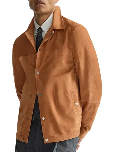 Brunello Cucinelli Men's Suede Outerwear Jacket - Cognac - Size XXXL | Thumbnail 4
