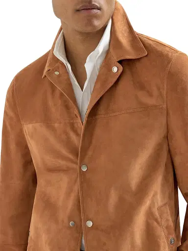 Brunello Cucinelli Men's Suede Outerwear Jacket - Cognac - Size XXXL | Thumbnail 5