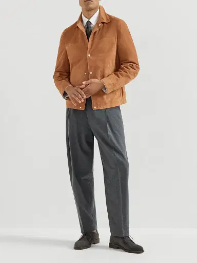 Brunello Cucinelli Men's Suede Outerwear Jacket - Cognac - Size XXXL | Thumbnail 6
