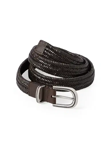 Brunello Cucinelli Men's Chevron Effect Braided Leather Belt - Brown - Size 46 | Thumbnail 3
