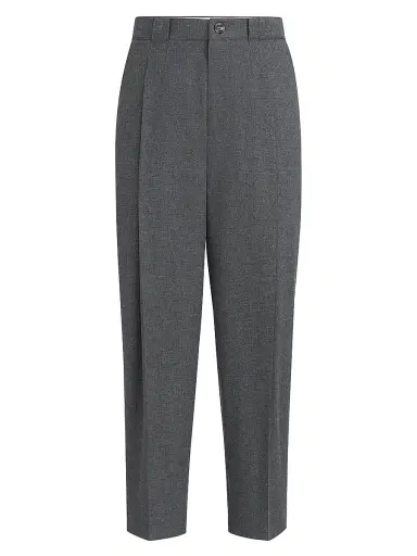 Brunello Cucinelli Men's Virgin Wool, Cotton and Silk Mouliné Trousers with Pleats - Anthracite - Size 48 | Thumbnail 1 Brunello Cucinelli Men's Virgin Wool, Cotton and Silk Mouliné Trousers with Pleats - Anthracite - Size 48 | Thumbnail 1