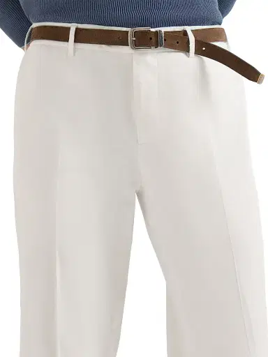 Brunello Cucinelli Men's Garment Dyed Italian Fit Trousers - Snow - Size 50 | Thumbnail 4