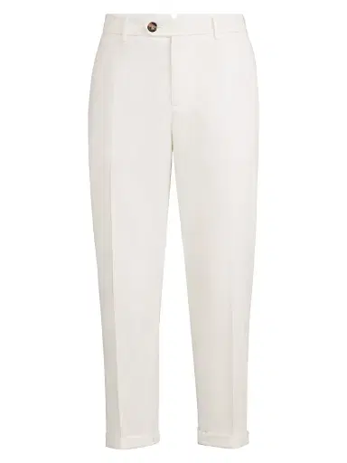 Brunello Cucinelli Men's Garment Dyed Italian Fit Trousers - Snow - Size 50 | Thumbnail 1