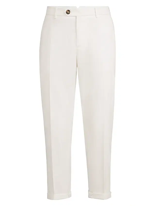Brunello Cucinelli Men's Garment Dyed Italian Fit Trousers - Snow