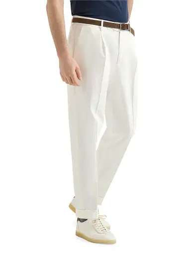 Brunello Cucinelli Men's Garment Dyed Trousers in Twisted Cotton Gabardine | Thumbnail 2 Brunello Cucinelli Men's Garment Dyed Trousers in Twisted Cotton Gabardine | Thumbnail 2
