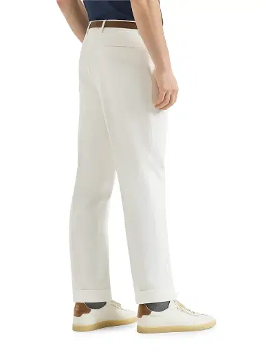 Brunello Cucinelli Men's Garment Dyed Trousers in Twisted Cotton Gabardine | Thumbnail 3 Brunello Cucinelli Men's Garment Dyed Trousers in Twisted Cotton Gabardine | Thumbnail 3