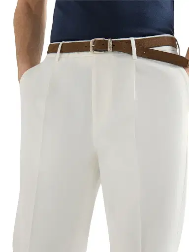 Brunello Cucinelli Men's Garment Dyed Trousers in Twisted Cotton Gabardine | Thumbnail 5 Brunello Cucinelli Men's Garment Dyed Trousers in Twisted Cotton Gabardine | Thumbnail 5