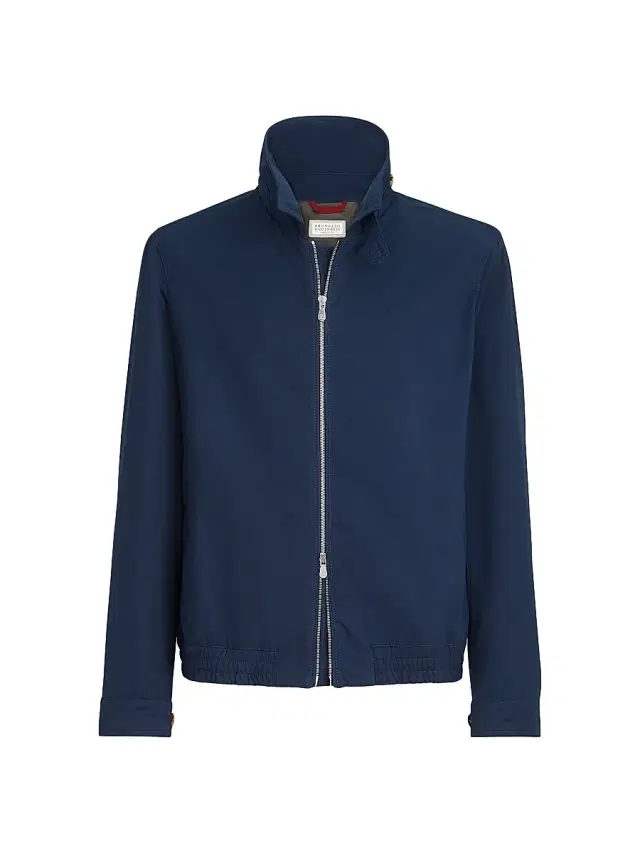 Brunello Cucinelli Men's Water Resistant Microfiber Outerwear Jacket - Blue