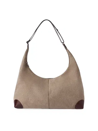 Brunello Cucinelli Women's Water Resistant Canvas and Burnished Calfskin Hobo Bag - Leather | Thumbnail 2