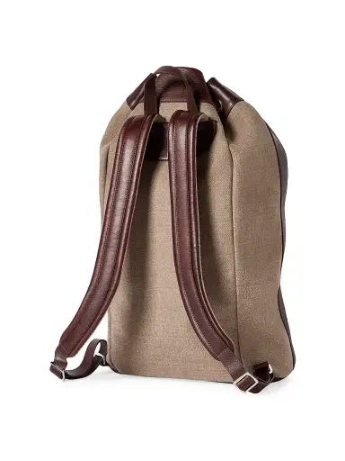 Brunello Cucinelli Women's Water Resistant Canvas and Burnished Calfskin Drawstring Backpack | Thumbnail 3 Brunello Cucinelli Women's Water Resistant Canvas and Burnished Calfskin Drawstring Backpack | Thumbnail 3