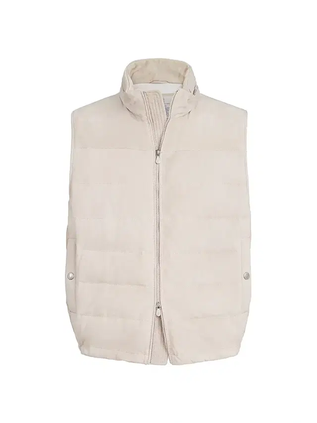 Men's Suede Down Vest with Packable Hood - Light Brown
