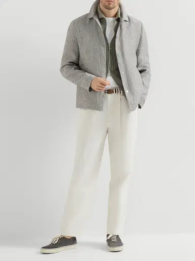 Brunello Cucinelli Men's Cotton Half English Rib Cardigan with Zipper | Thumbnail 6 Brunello Cucinelli Men's Cotton Half English Rib Cardigan with Zipper | Thumbnail 6