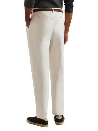Brunello Cucinelli Men's Cotton and Linen Canvas Trousers with Pleats - White - Size 48 | Thumbnail 3