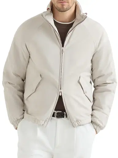 Brunello Cucinelli Men's Lightweight Nylon Outerwear Jacket with Packable Hood - Panama - Size 50 | Thumbnail 2