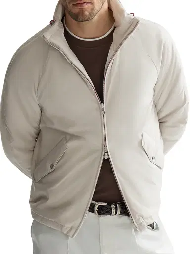 Brunello Cucinelli Men's Lightweight Nylon Outerwear Jacket with Packable Hood - Panama - Size 50 | Thumbnail 4