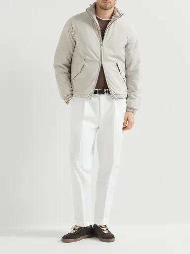 Brunello Cucinelli Men's Lightweight Nylon Outerwear Jacket with Packable Hood - Panama - Size 50 | Thumbnail 6