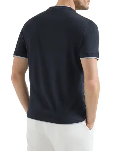 Brunello Cucinelli Men's Silk and Cotton Lightweight Jersey Crew-Neck T Shirt - Cobalt | Thumbnail 3 Brunello Cucinelli Men's Silk and Cotton Lightweight Jersey Crew-Neck T Shirt - Cobalt | Thumbnail 3