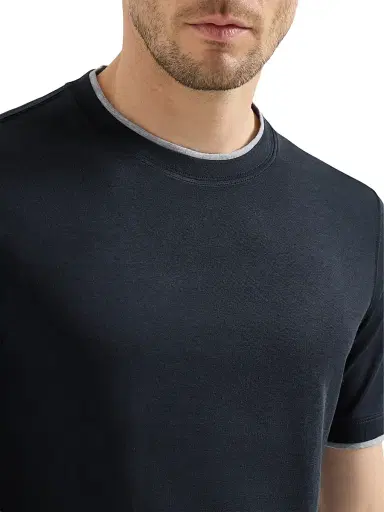 Brunello Cucinelli Men's Silk and Cotton Lightweight Jersey Crew-Neck T Shirt - Cobalt | Thumbnail 5 Brunello Cucinelli Men's Silk and Cotton Lightweight Jersey Crew-Neck T Shirt - Cobalt | Thumbnail 5