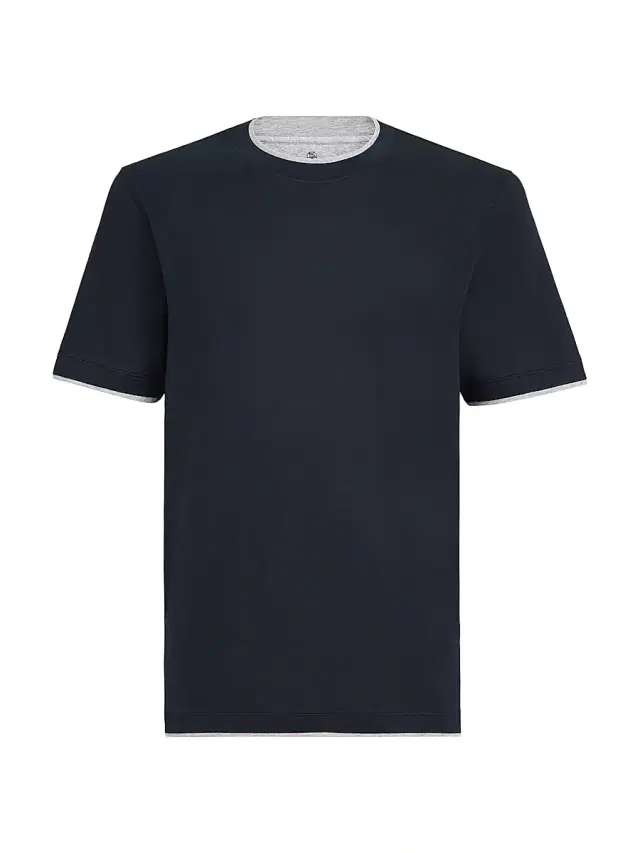 Brunello Cucinelli Men's Silk and Cotton Lightweight Jersey Crew-Neck T Shirt - Cobalt