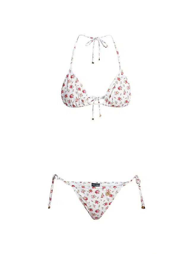 Dolce & Gabbana Women's Rose-Print Triangle Bikini