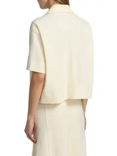 Jil Sander Women's Textured Crepe Short-Sleeve Polo Shirt - Chalk | Thumbnail 5 Jil Sander Women's Textured Crepe Short-Sleeve Polo Shirt - Chalk | Thumbnail 5