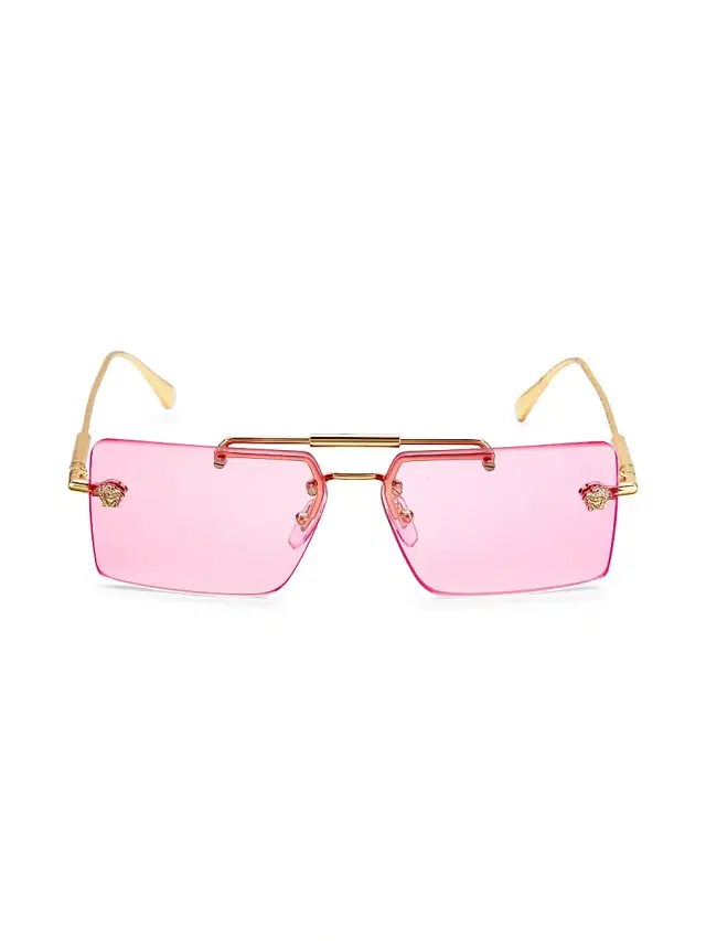 Versace Men's Medusa 63MM Rectangular Sunglasses - Gold