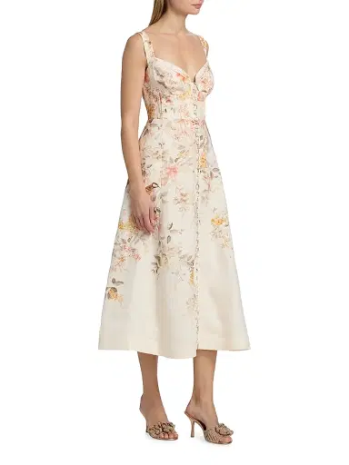 Zimmermann Women's Kindred Spirit Luna Linen Picnic Midi-Dress - Cream Songbird | Thumbnail 4 Zimmermann Women's Kindred Spirit Luna Linen Picnic Midi-Dress - Cream Songbird | Thumbnail 4