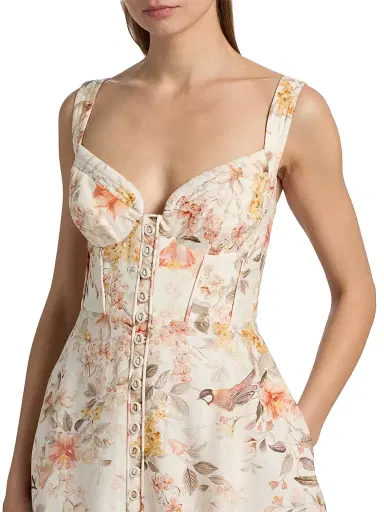 Zimmermann Women's Kindred Spirit Luna Linen Picnic Midi-Dress - Cream Songbird | Thumbnail 6 Zimmermann Women's Kindred Spirit Luna Linen Picnic Midi-Dress - Cream Songbird | Thumbnail 6