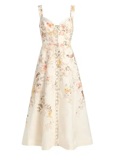 Zimmermann Women's Kindred Spirit Luna Linen Picnic Midi-Dress - Cream Songbird | Thumbnail 1 Zimmermann Women's Kindred Spirit Luna Linen Picnic Midi-Dress - Cream Songbird | Thumbnail 1