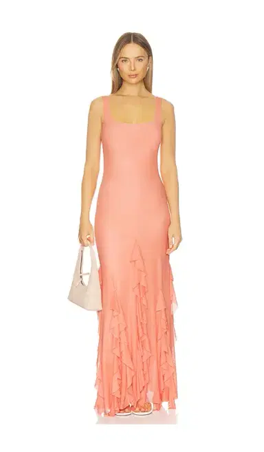 Especia Radiant Peach Long Dress | Thumbnail 1