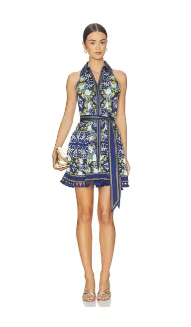 Alice + Olivia Alice + Olivia Lucy Halter Neck Mini Shirt Dress | Thumbnail 1