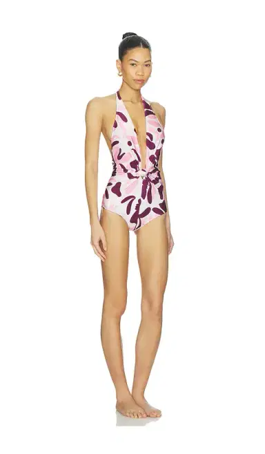 ADRIANA DEGREAS Bold Floral Halterneck Swimsuit | Thumbnail 2