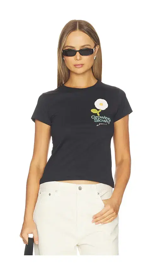 Basic Cotton Jersey Baby Fit Crochet Patch T-shirt