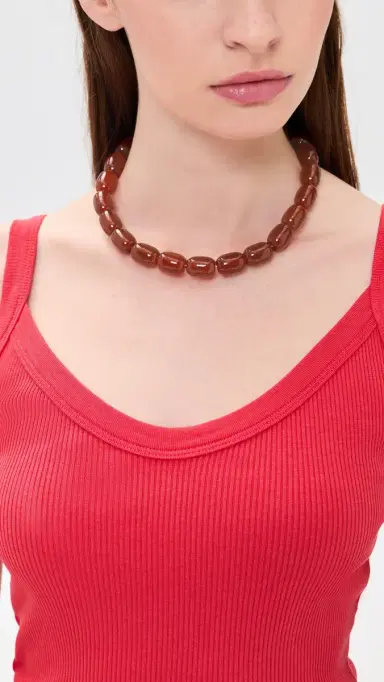 MAYAMAR Agate Beaded Necklace Wine One Size | Thumbnail 3