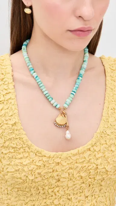 Elizabeth Cole Shellica Necklace Turquoise One Size | Thumbnail 3