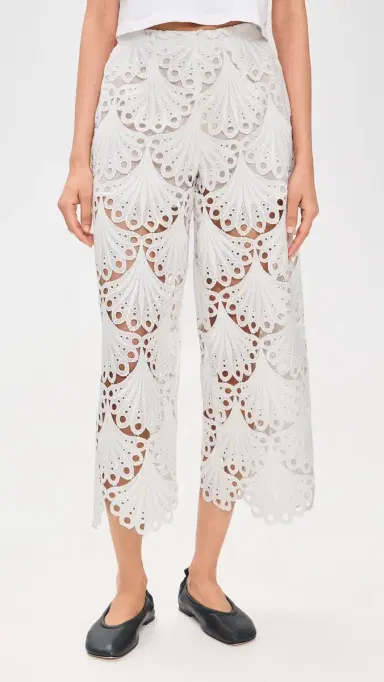 MEIMEIJ Scalloped Eyelet Lace Pants Latte 40 | Thumbnail 2