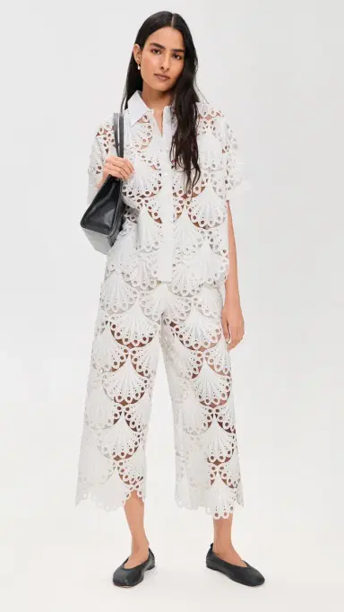 MEIMEIJ Scalloped Eyelet Lace Pants Latte 40 | Thumbnail 5