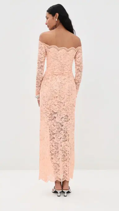 rabanne Lace Dress with Sequin Embroidery Salmon Pink | Thumbnail 3 rabanne Lace Dress with Sequin Embroidery Salmon Pink | Thumbnail 3