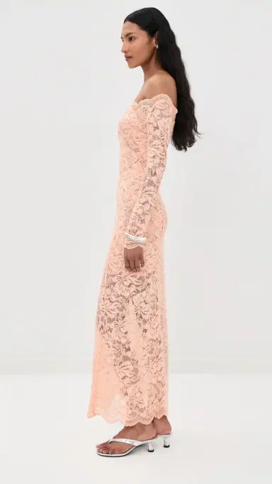 rabanne Lace Dress with Sequin Embroidery Salmon Pink | Thumbnail 4 rabanne Lace Dress with Sequin Embroidery Salmon Pink | Thumbnail 4