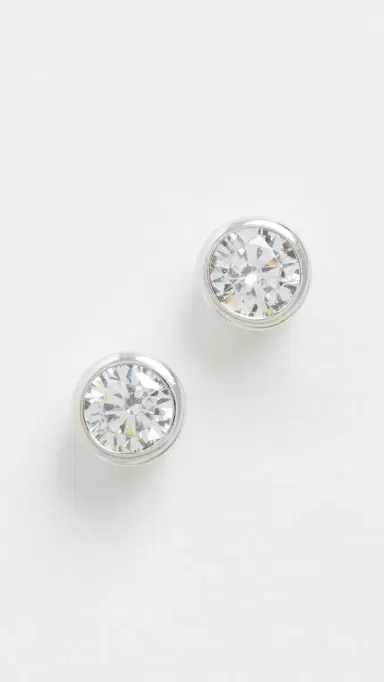 SHASHI Solitaire Bezel Stud Earrings Silver One Size | Thumbnail 2