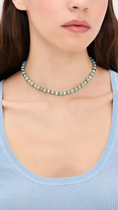 Hijas de Puka Lux Olas Turchese Necklace Cream & Turquoise One Size | Thumbnail 3